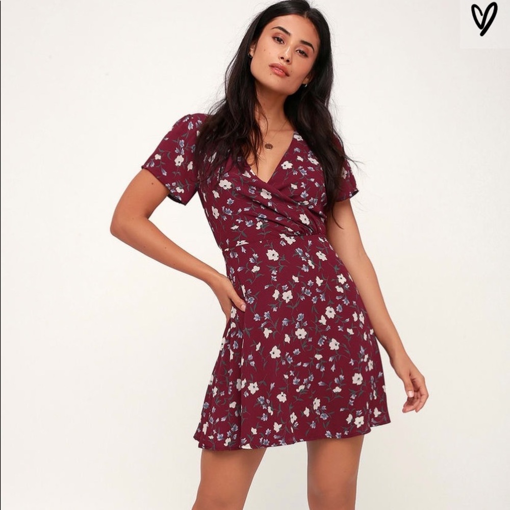 Lulu's Burgandy Floral dress